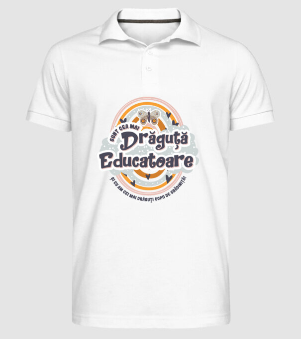 Sunt cea mai drăguță educatoare! model alb pe tricou