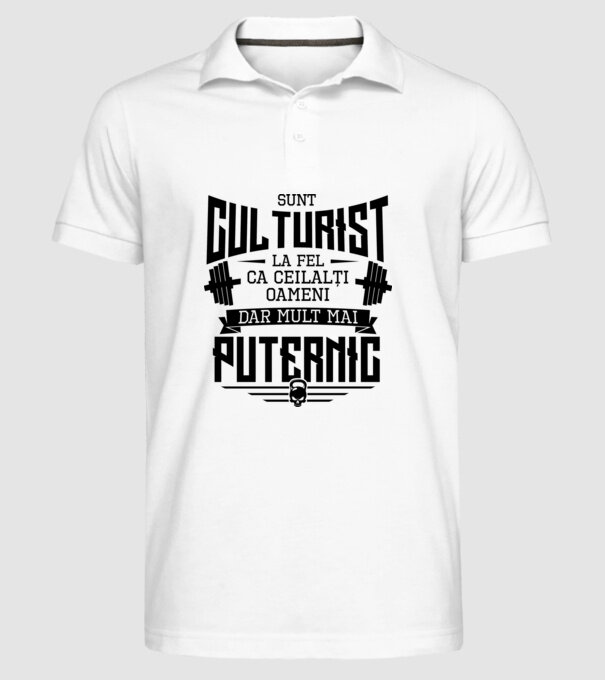sunt culturist, la fel ca ceilalți oameni, dar mult mai puternic model alb pe tricou