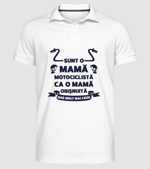 sunt o mamă motociclistă, ca o mamă obișnuită, dar mult mai cool model alb pe tricou