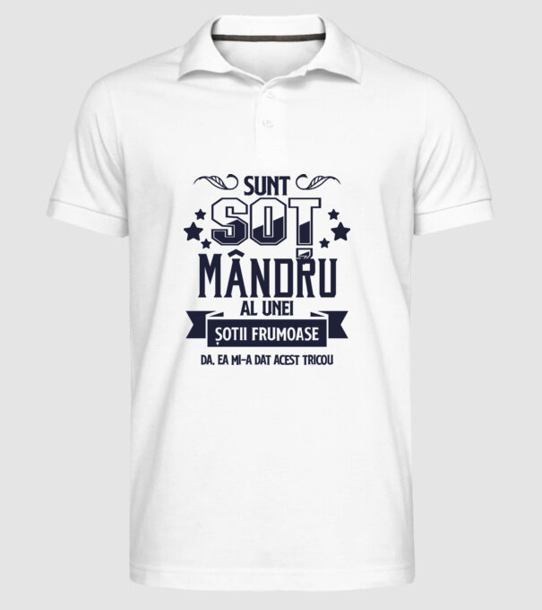 Sunt soț mândru al unei soții frumoase - da, ea mi-a dat acest tricou model alb pe tricou