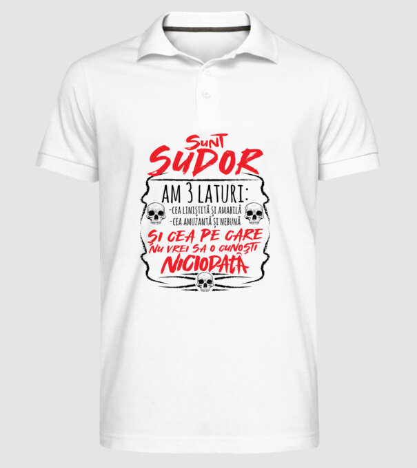 sunt sudor am 3 laturi model alb pe tricou
