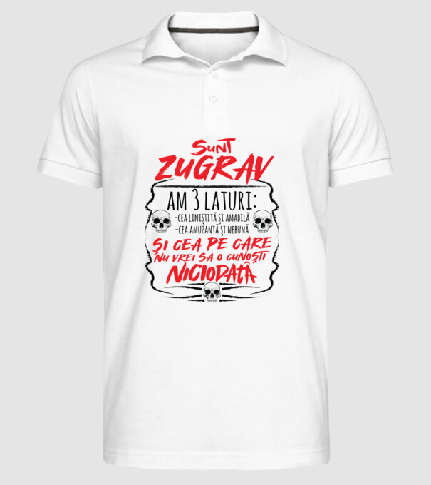 sunt zugrav am 3 laturi model alb pe tricou