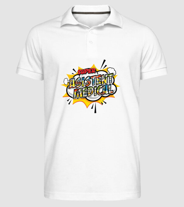 Super Asistent medical model alb pe tricou