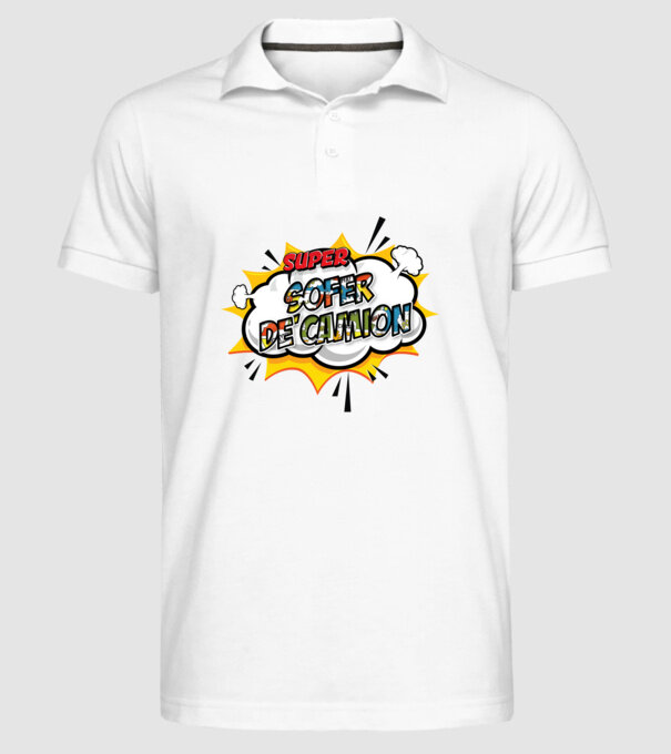 Super Șofer de camion model alb pe tricou