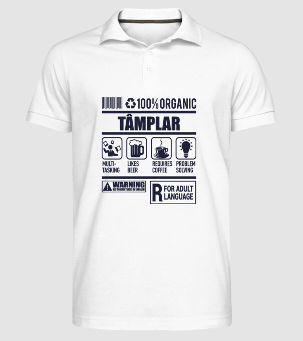TÂMPLAR model alb pe tricou