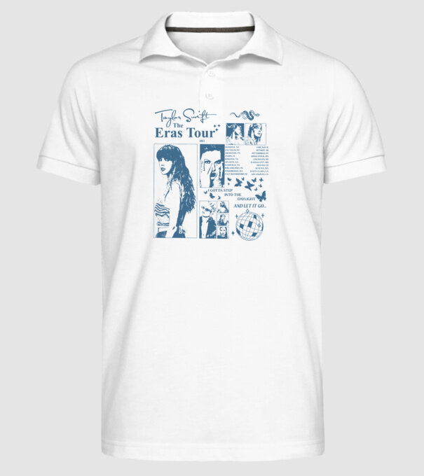 Taylor Swift ERAS print blue model alb pe tricou