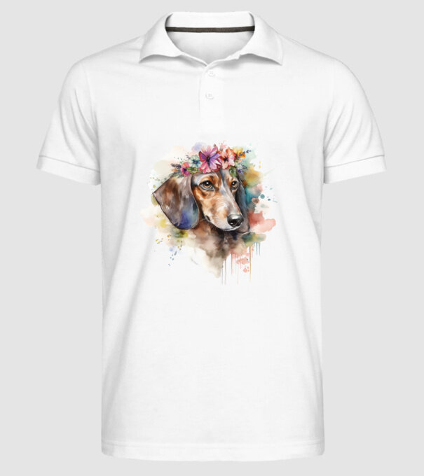 Teckel model alb pe tricou
