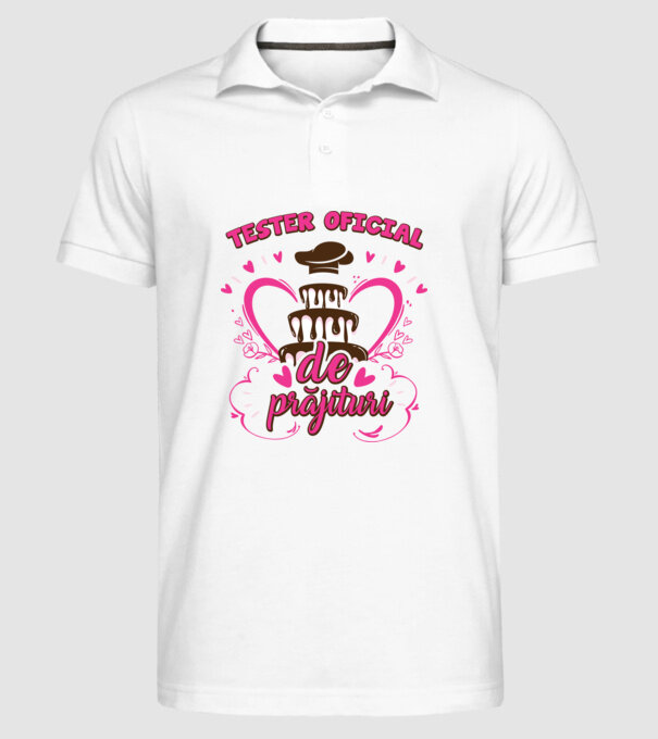 tester oficial de prăjituri model alb pe tricou