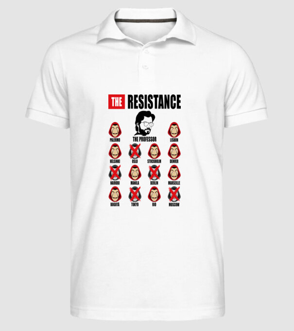 the resistance la casa de papel white model alb pe tricou