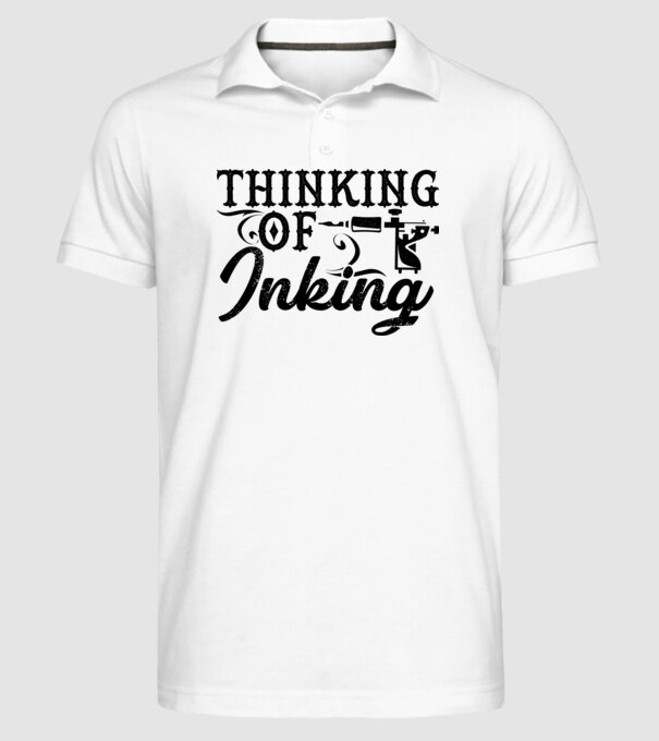Thinking of inking model alb pe tricou