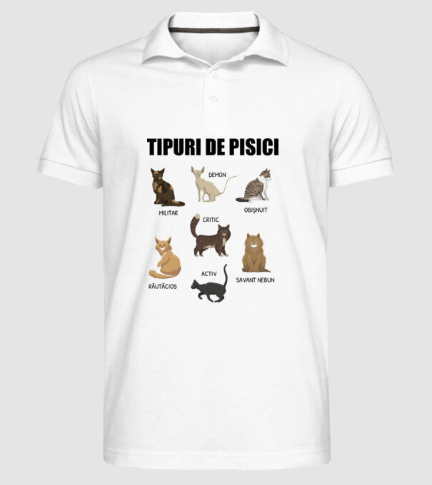 Tipuri de pisici model alb pe tricou