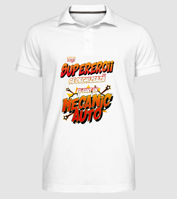 Toți supereroii se deghizează, eu sunt un mecanic auto model alb pe tricou