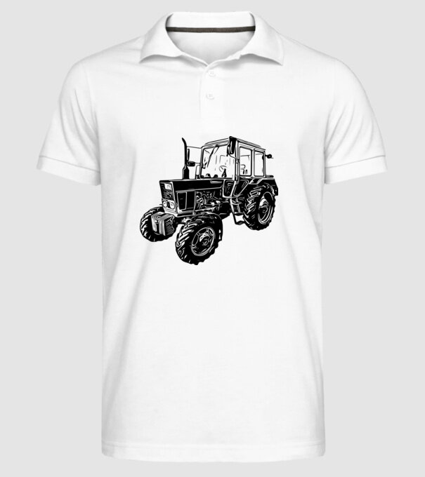 TRACTOR model alb pe tricou