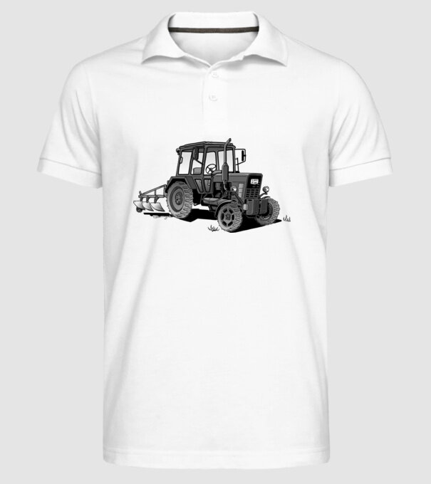 TRACTOR model alb pe tricou