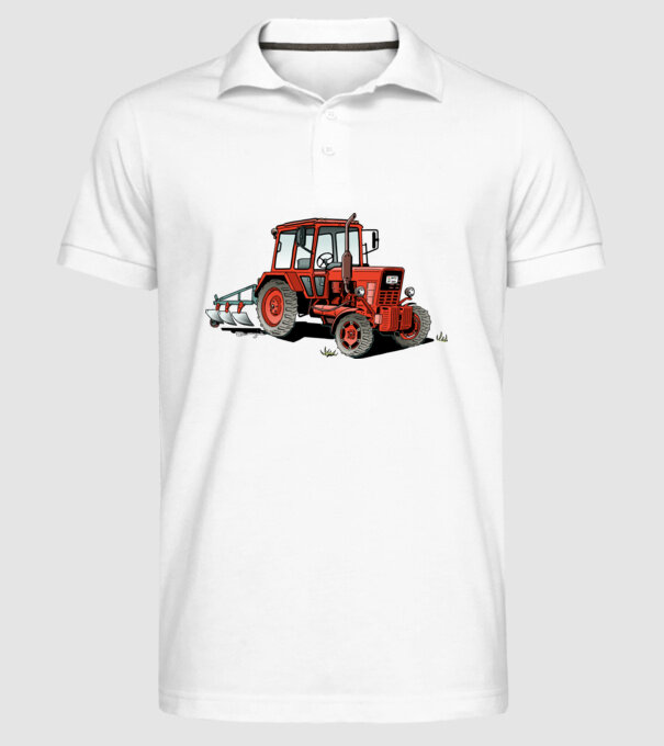 TRACTOR model alb pe tricou