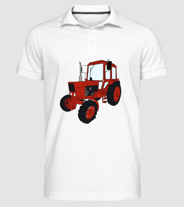 TRACTOR model alb pe tricou
