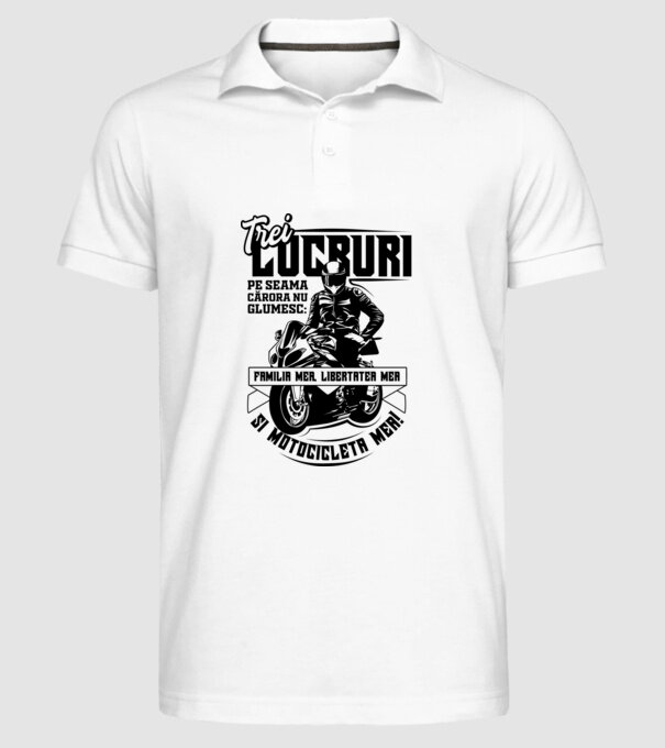 trei lucruri pe seama cărora nu glumesc: familia mea, libertatea mea și motocicleta mea model alb pe tricou