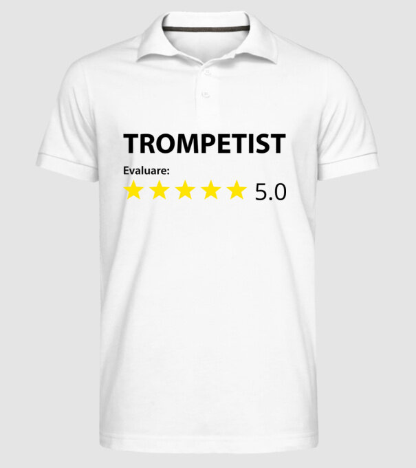 trompetist evaluare model alb pe tricou