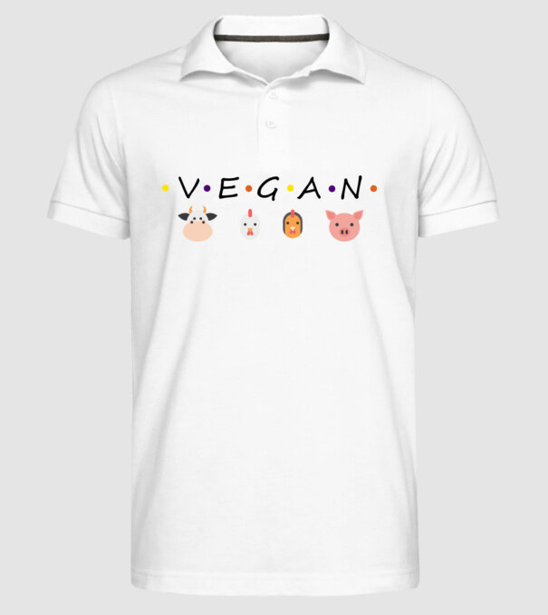 Vegan friends model alb pe tricou