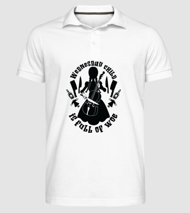 Wednesday child is full of woe model alb pe tricou