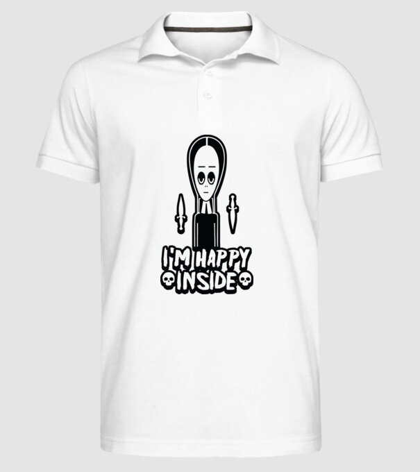 WEDNESDAY Happy inside model alb pe tricou