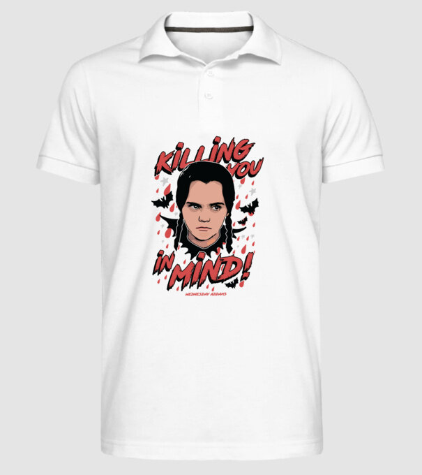 WEDNESDAY Killing You in my mind model alb pe tricou