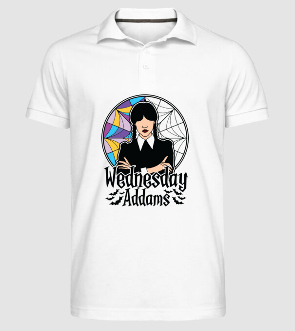 Wednesday Window colorful model alb pe tricou