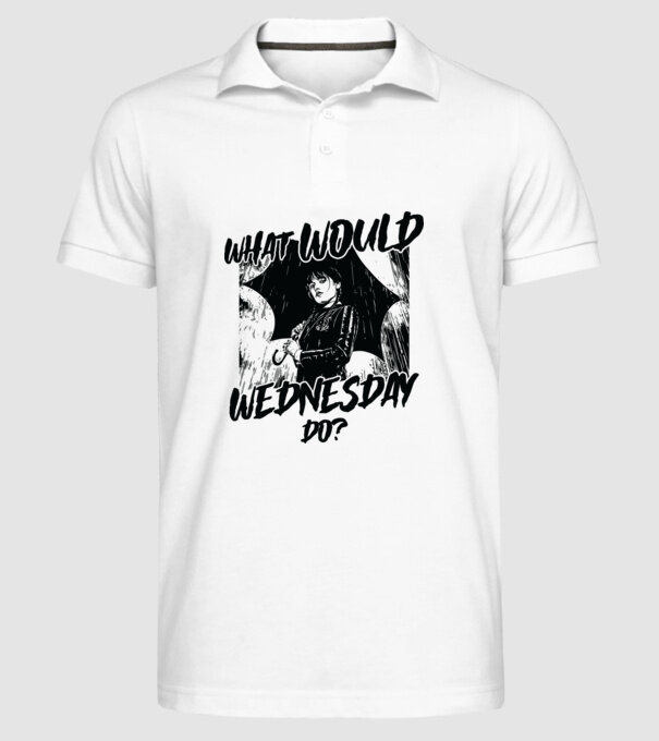 What would Wednesday do model alb pe tricou