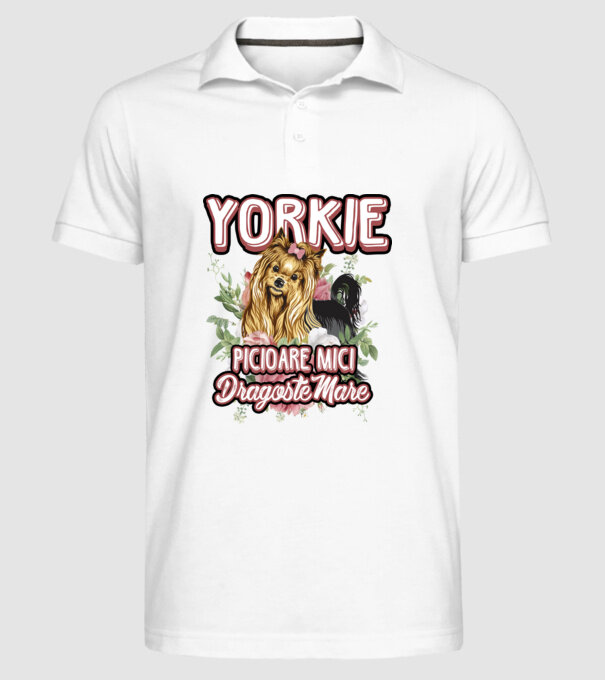 Yorkie - picioare mici dragoste mare model alb pe tricou