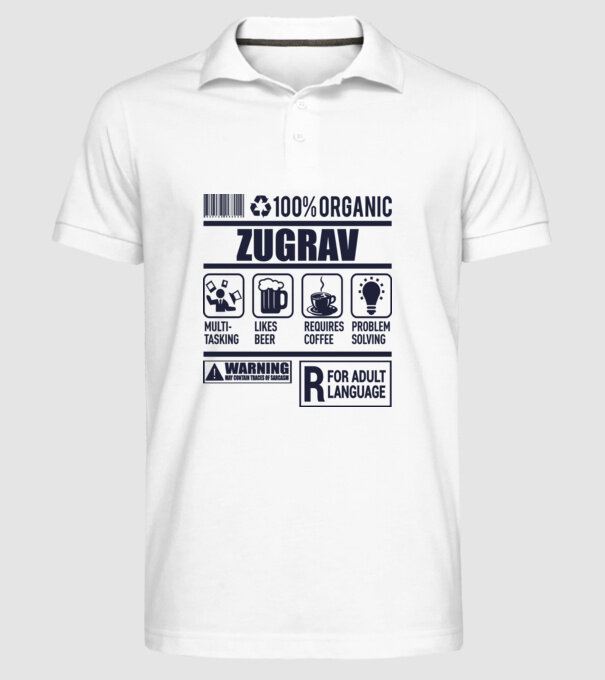 ZUGRAV model alb pe tricou