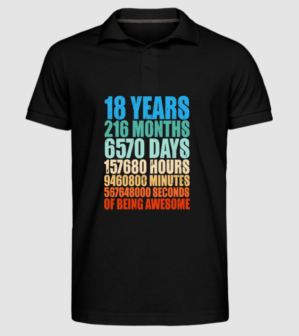 18 years of being awesome model negru pe tricou