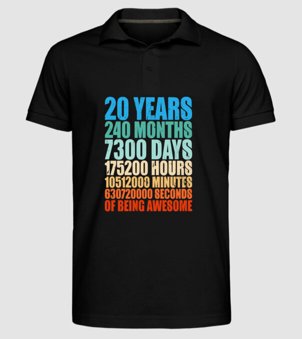 20 years of being awesome model negru pe tricou
