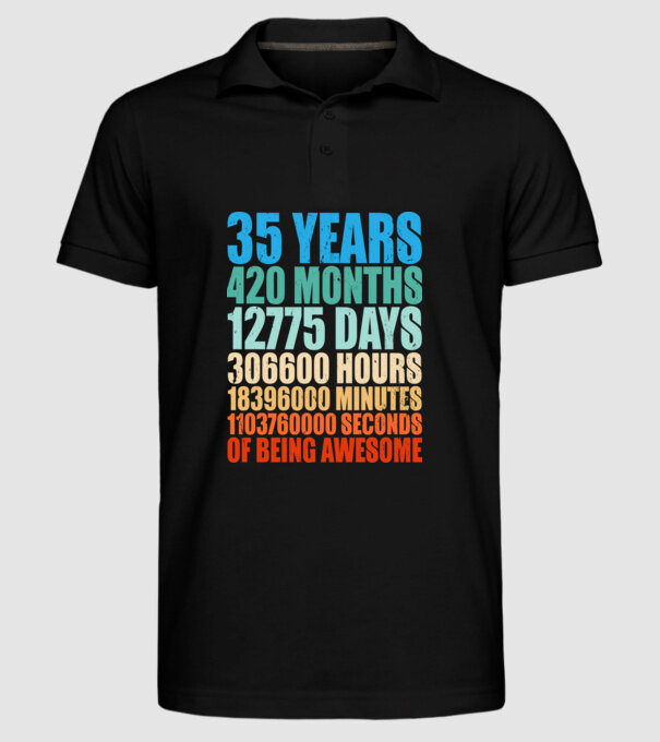 35 years of being awesome model negru pe tricou
