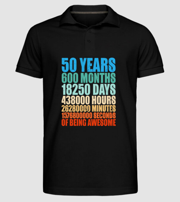 50 years of being awesome model negru pe tricou