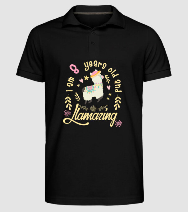Birthday Llamazing 8 years old model negru pe tricou