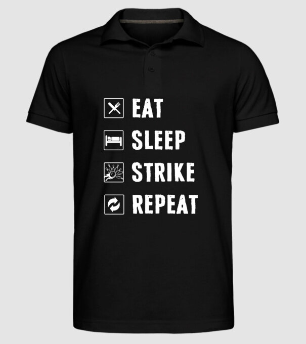 Bowling daily routine model negru pe tricou