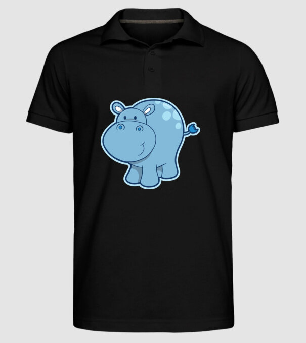 Cartoon hippo model negru pe tricou