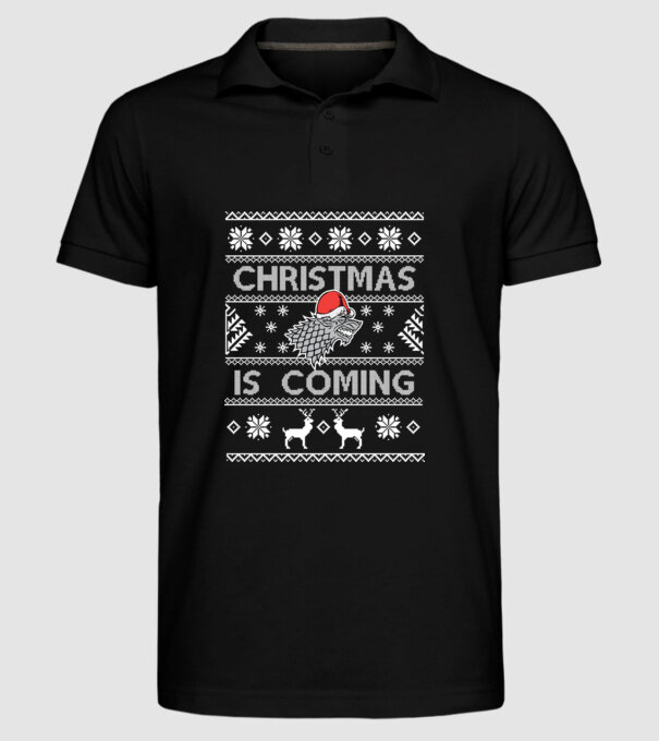 Christmas is Coming ugly sweater Game of Thrones model negru pe tricou
