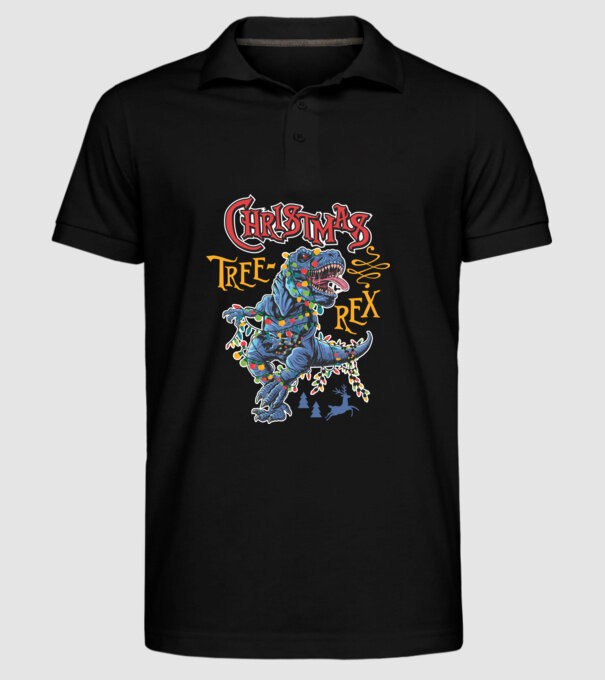Christmas tree rex model negru pe tricou