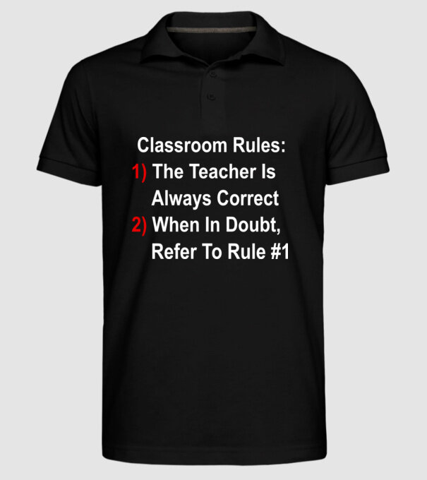 Classroom rules model negru pe tricou