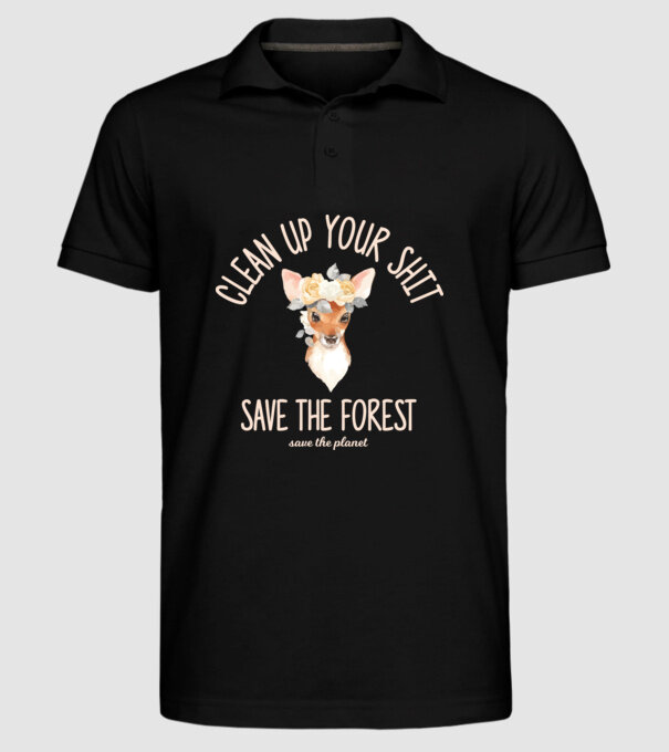 Clean up your shit model negru pe tricou