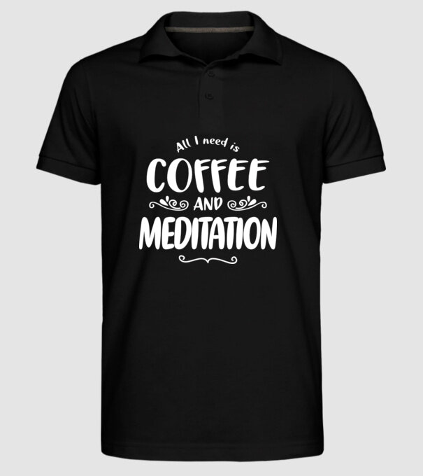 coffee meditation model negru pe tricou