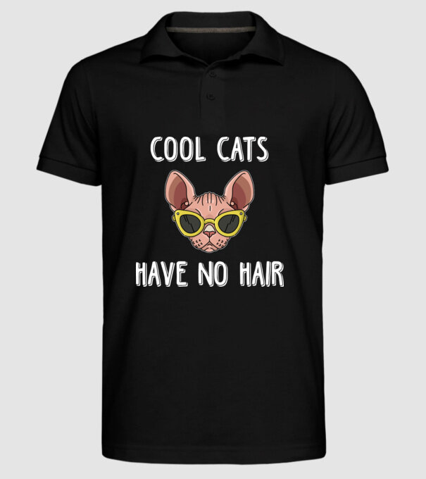 cool cats have no hair model negru pe tricou