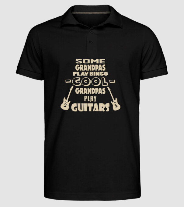 Cool grandpas play guitar model negru pe tricou