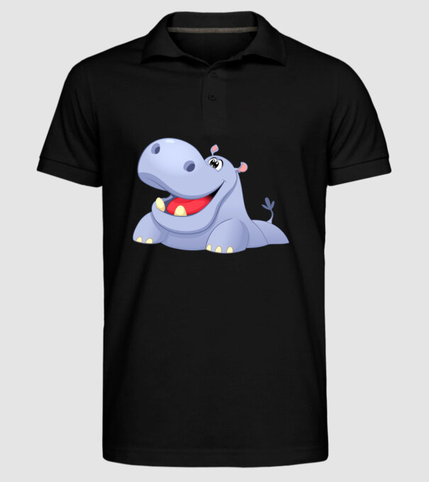 Cute Hippo model negru pe tricou