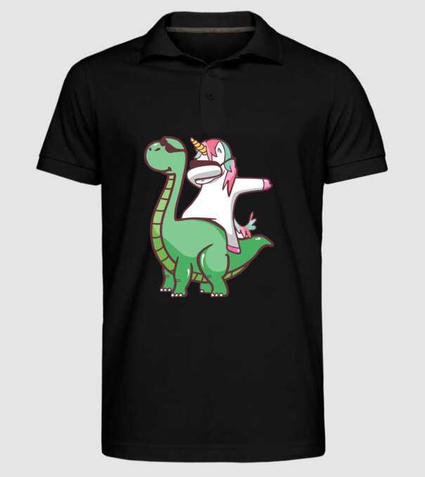 Dinozaur dabunicorn model negru pe tricou