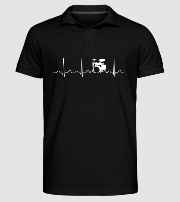 Drums heartbeat model negru pe tricou