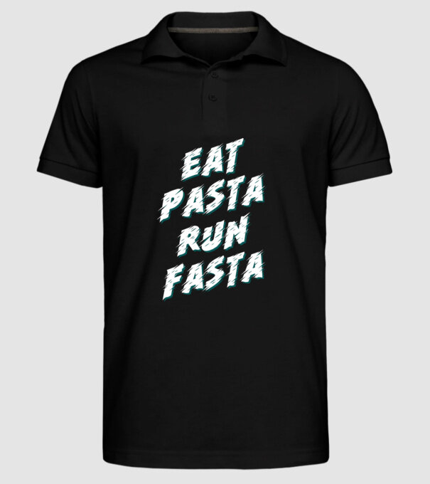 eat pasta run fasta model negru pe tricou