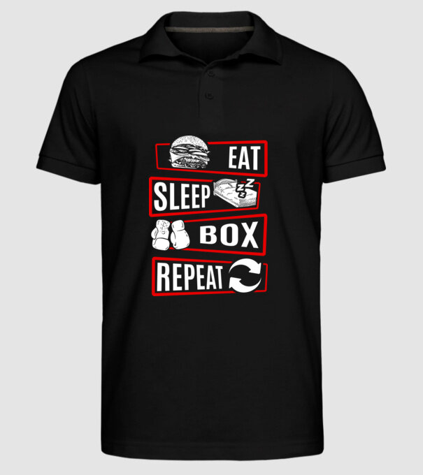 Eat sleep box repeat model negru pe tricou