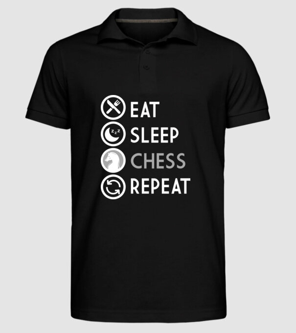 eat sleep chess model negru pe tricou